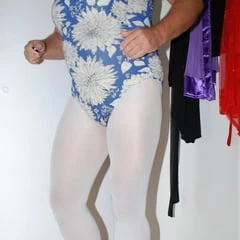 Swimsuite whiteblue Tights white
