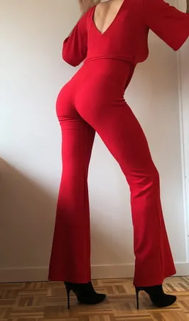 red tight jumpsuit         