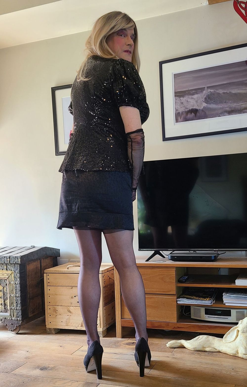 crossdresser in stockings and heels #17