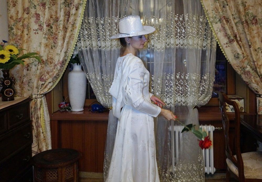 In Wedding Dress and White Hat #30