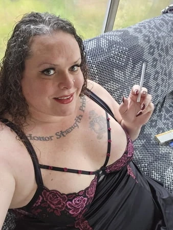 Trans BBW smoking in new lingerie 