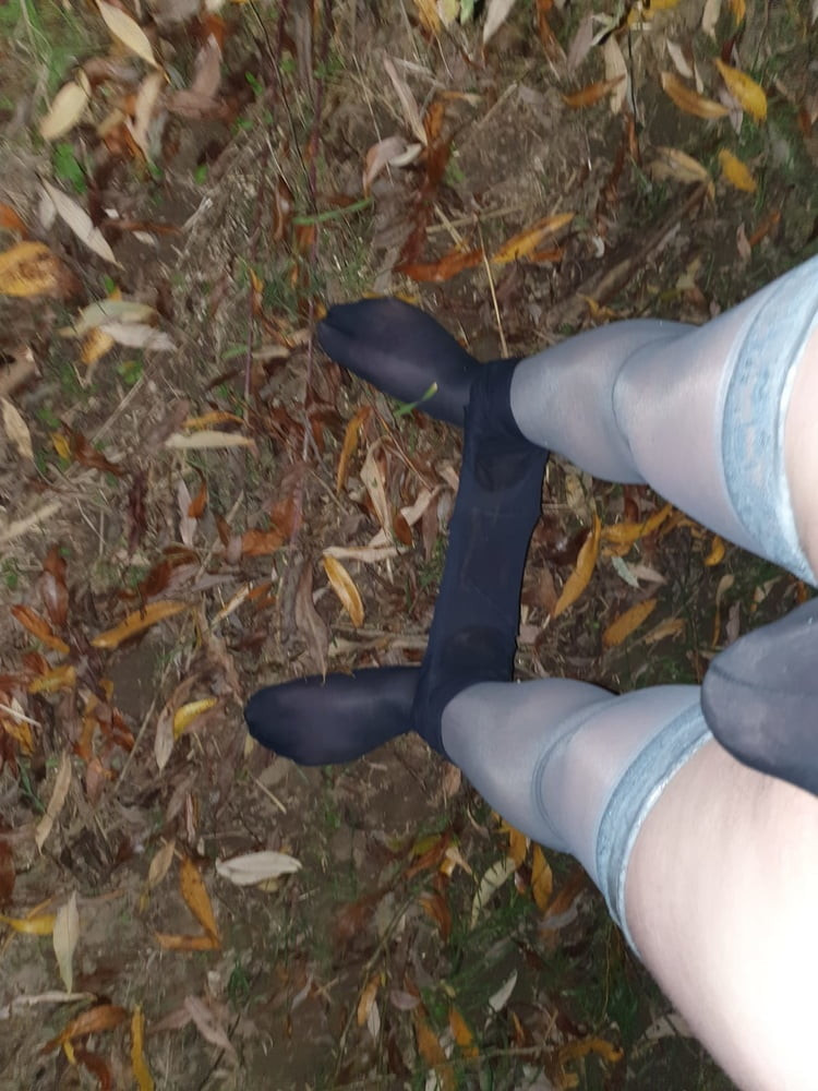Blue Pantyhose and Grad Stockings in nature #16