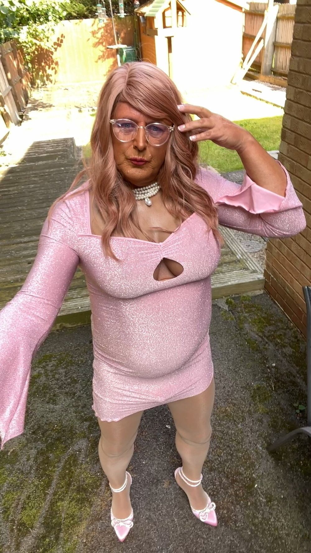 Sexy crossdresser Kellycd2022 in pink sparkly dress heels #32