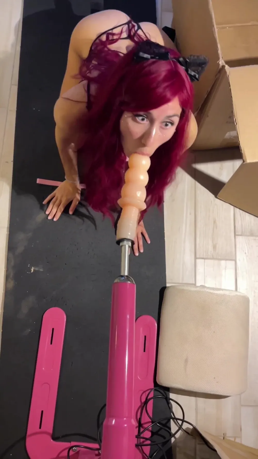 Sex Machine fucks Deep Throat with Huge Dildo #22