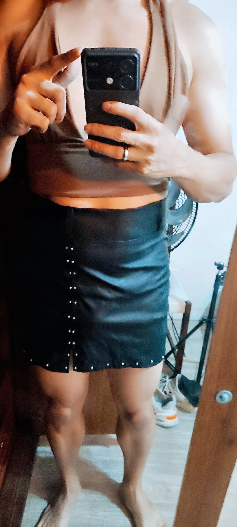 Crossdresser in brown top #30