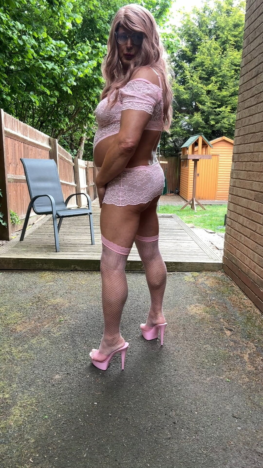 Sexy Crossdresser kellycd2022 in pink lace lingerie  #26