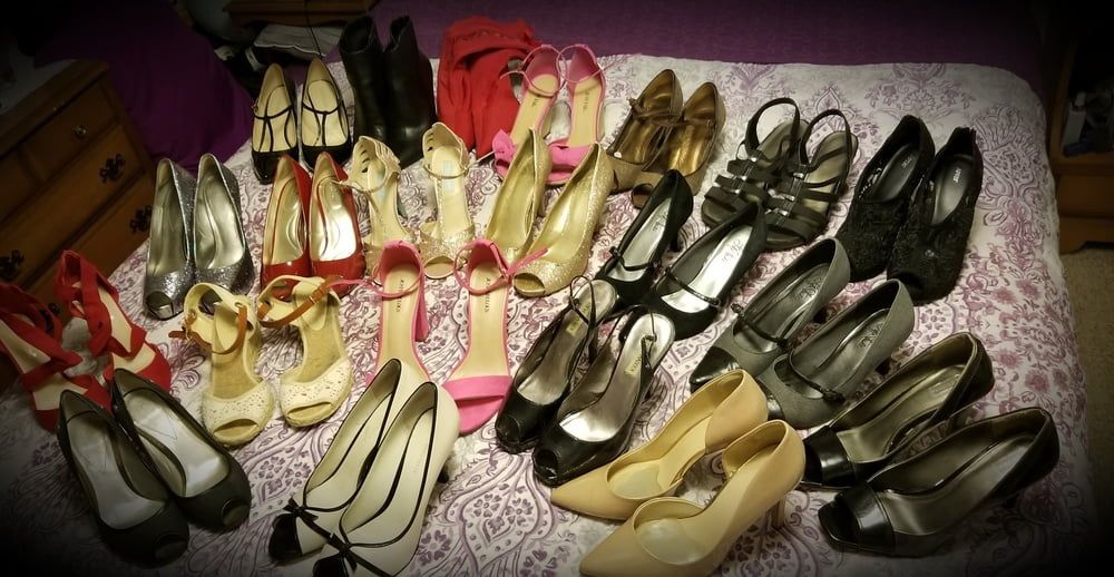 Playing in my shoe closet pretty feet heels flats milf  wife #26
