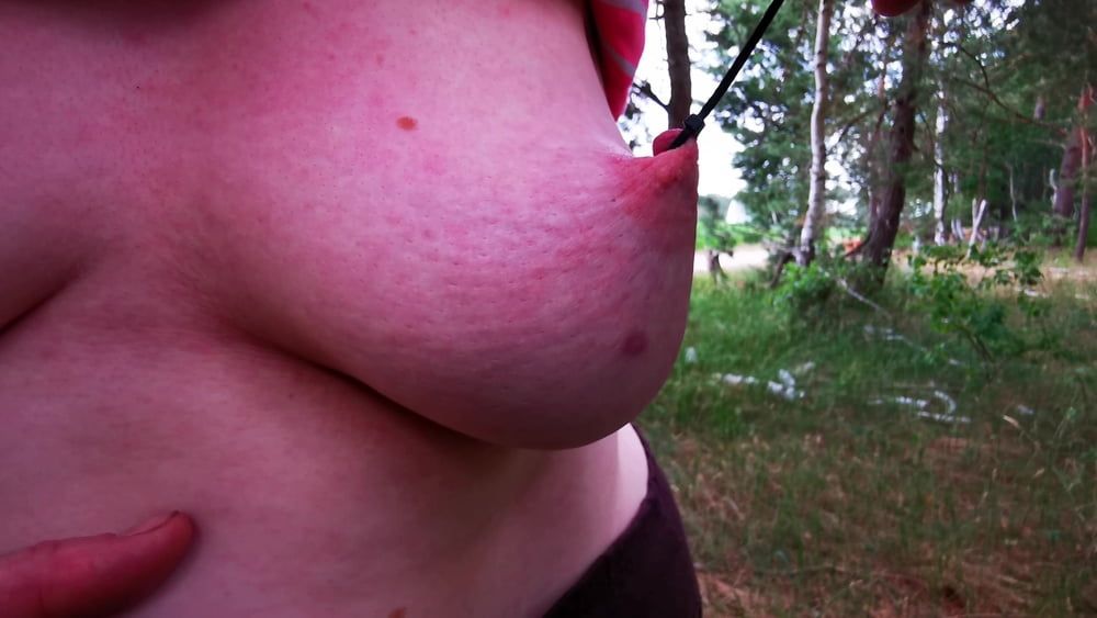 Painful using her nipples in public #32