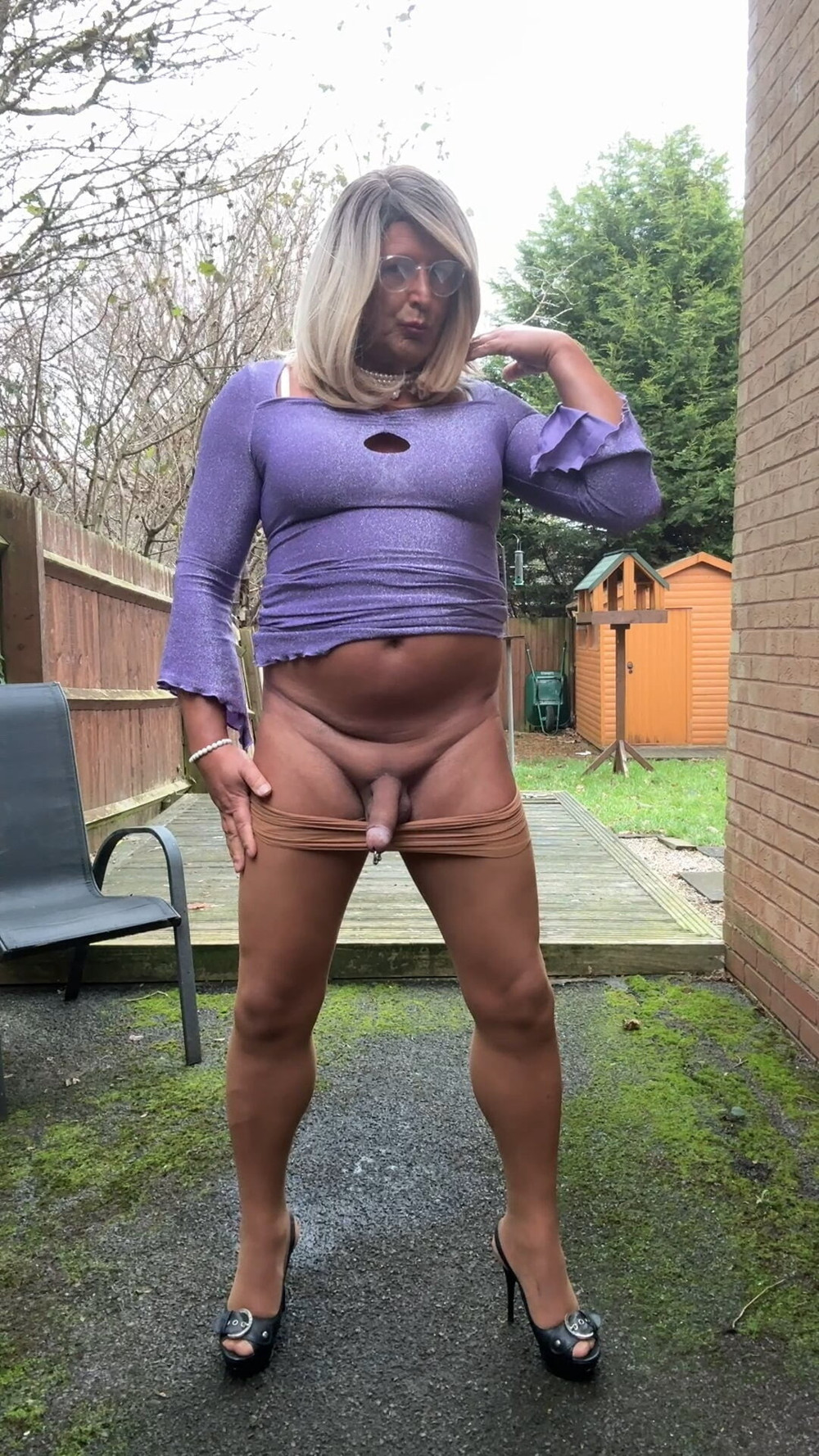 Sexy Crossdresser kellycd2022 in tight lilac dress  #43