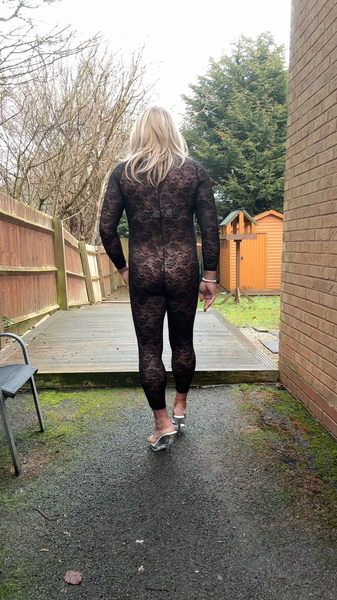 Sexy Crossdresser kellycd2022 in black lace catsuit  #3