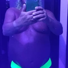 Black light photos in new Brazilian thong 