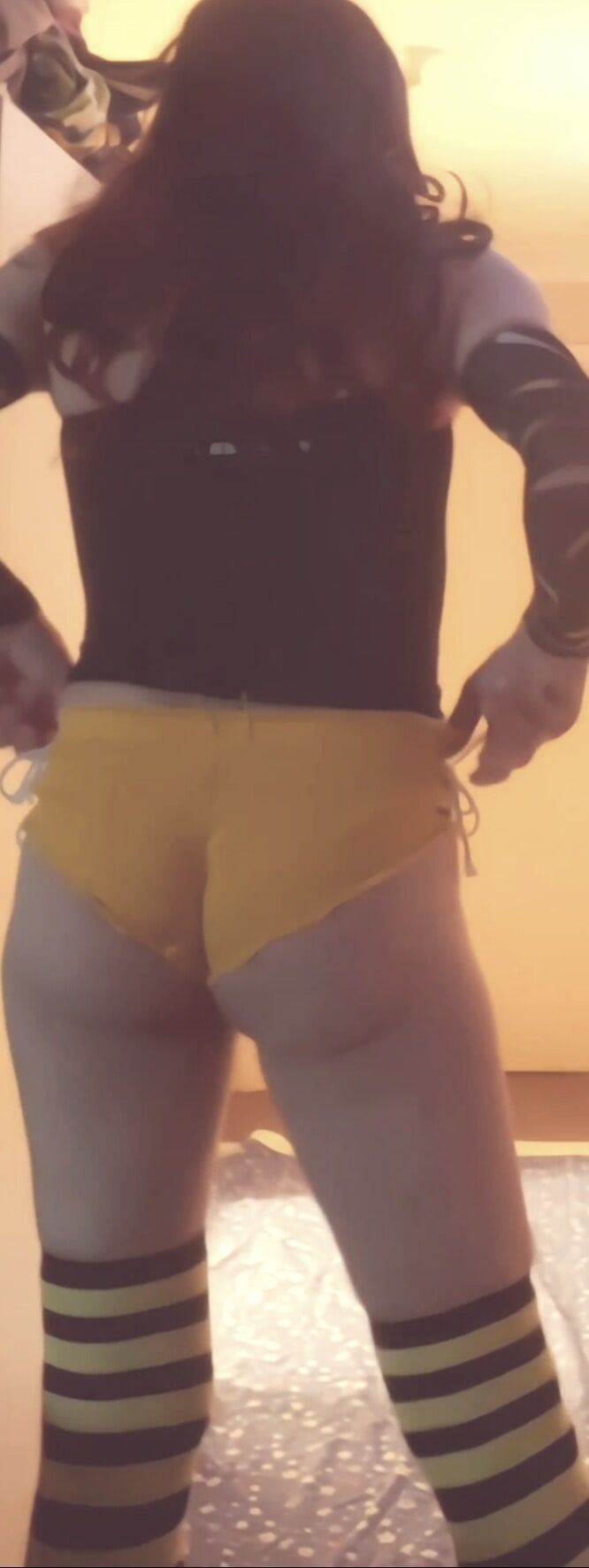 My little dangling shecock and yellow shorts #8