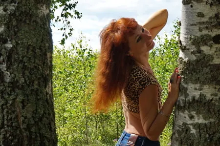 red hair and birch         