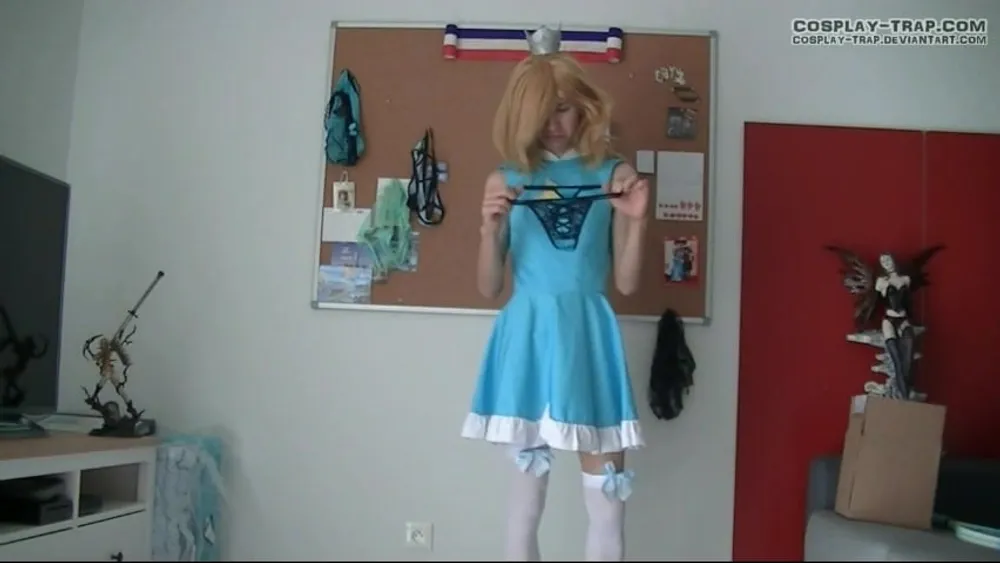 Crossdress cosplay Tennis Rosalina panties and anal show #43