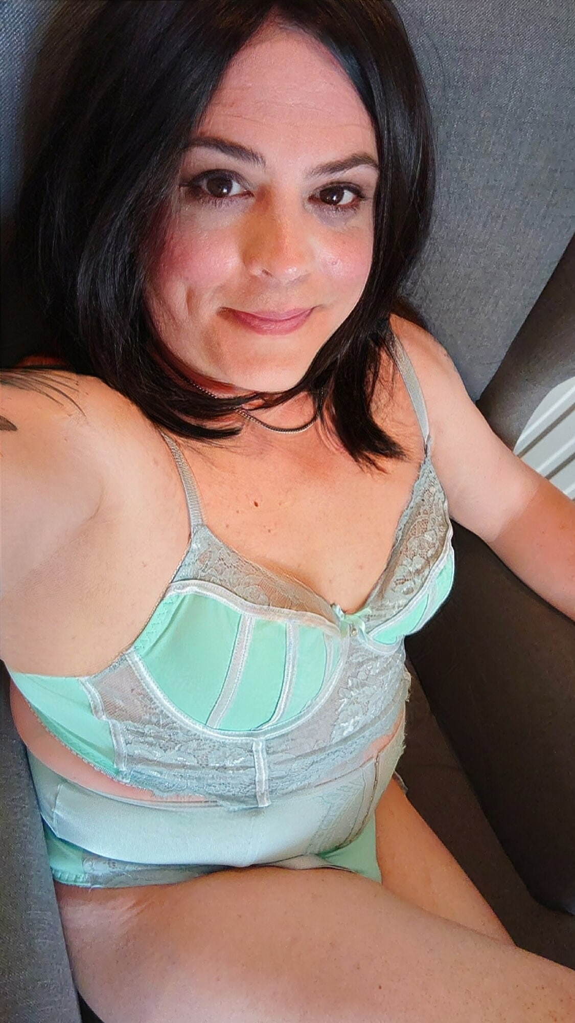 me in blue lingerie