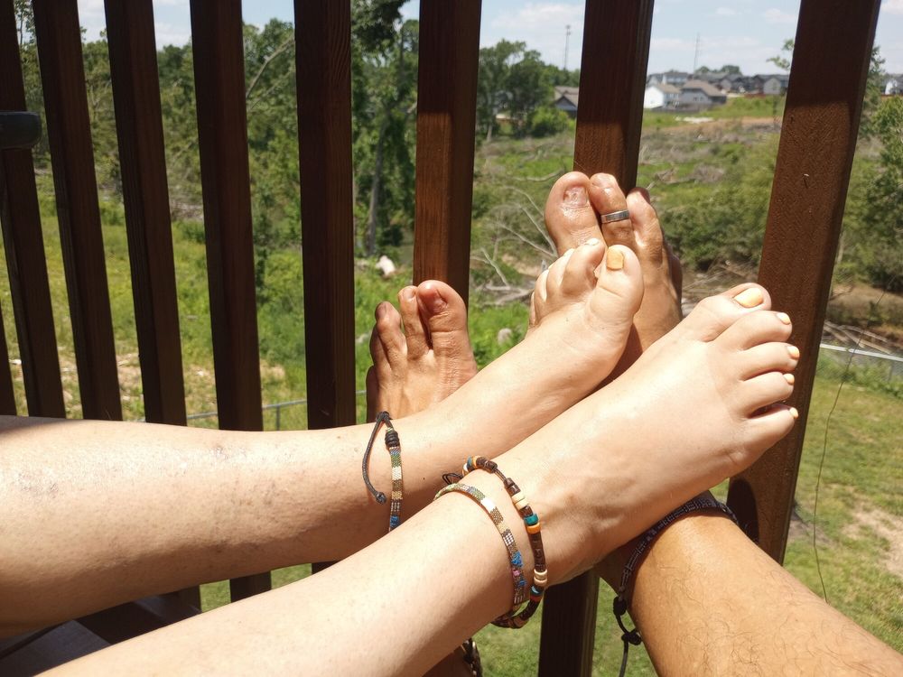 Showing off our bare feet outside #12