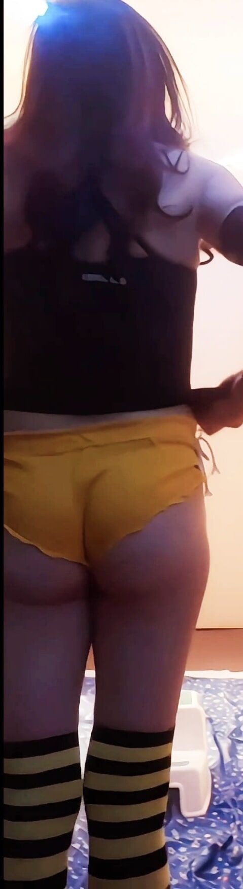 My little dangling shecock and yellow shorts #28