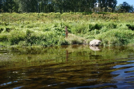 on the stone in volga river         