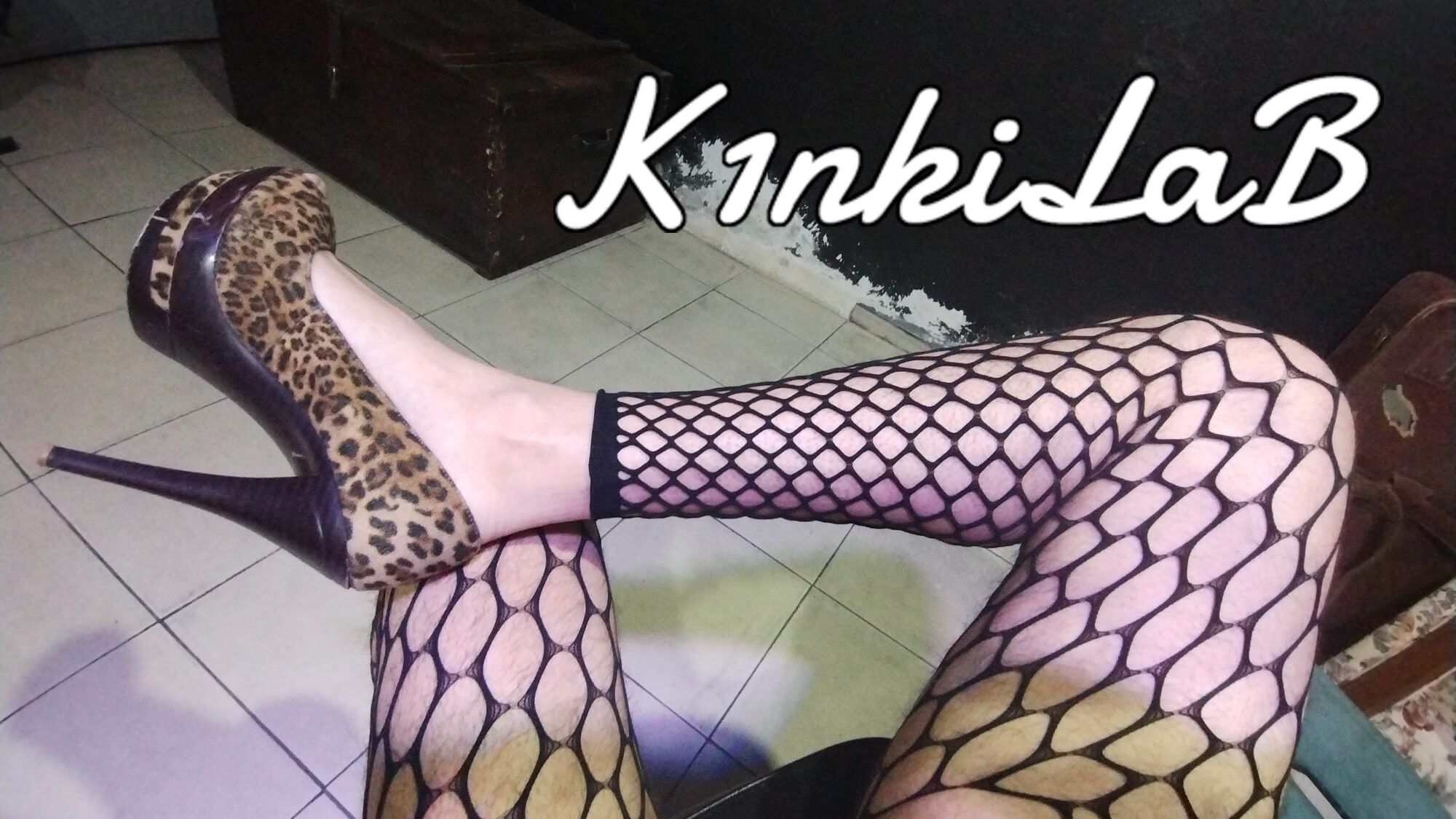 Punished with fishnet stockings and leopard heels #8