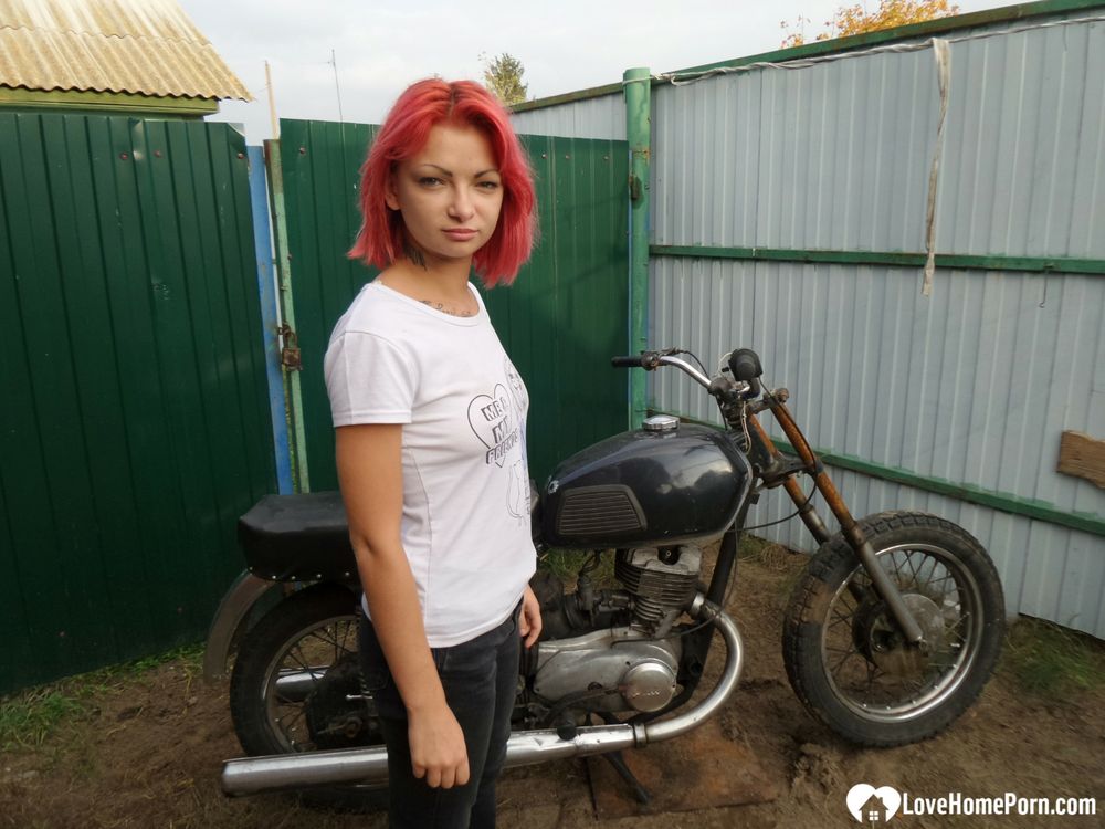 Redhead babe really likes my new bike #60