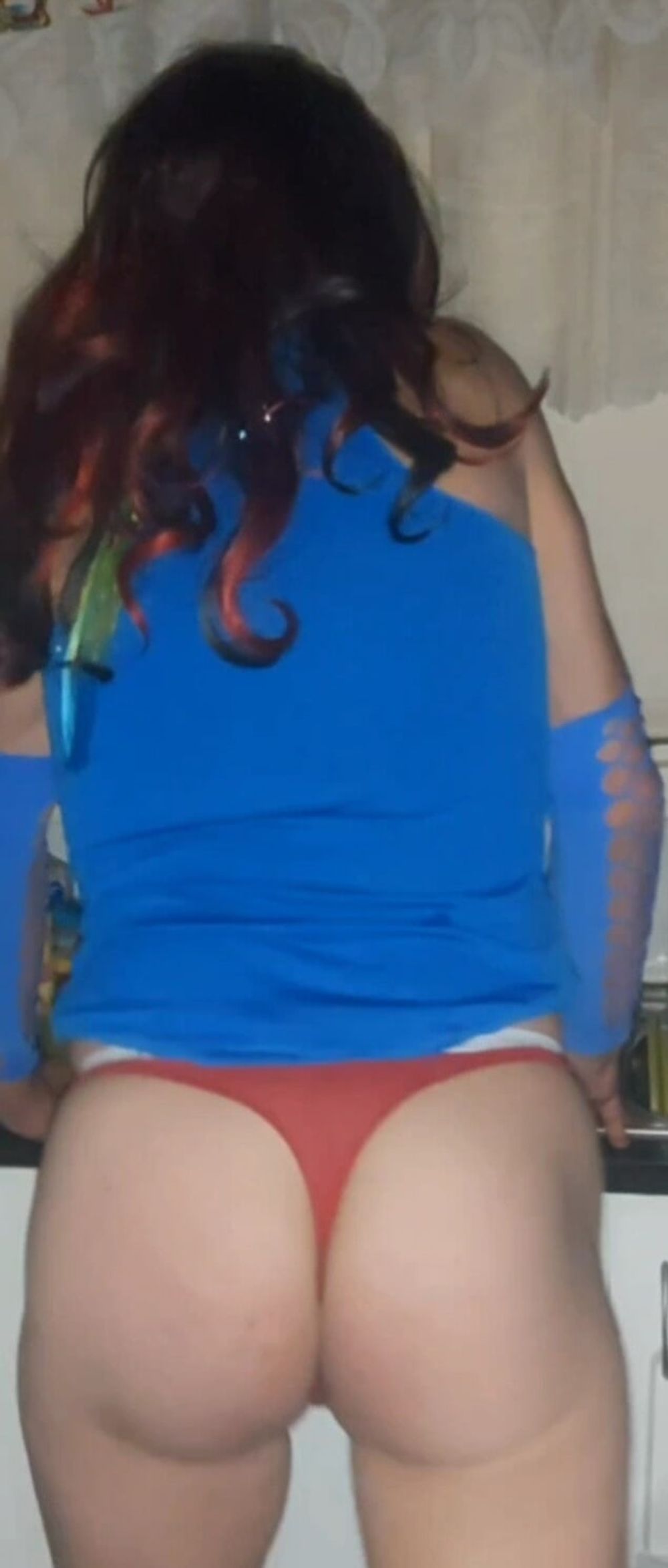 Contrast of blue and red panties #22