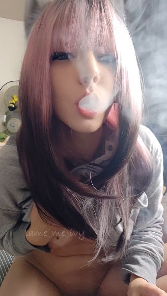 Cute Egirl smoking and showing her titties #7