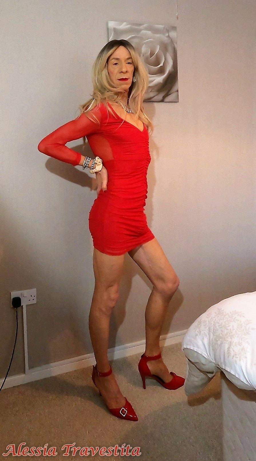 64 Alessia Travestita in Sheer Red Dress #35