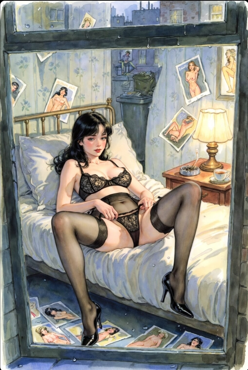 Pixwhores Experimental Enhanced: Black Stockings, Black Hair #35