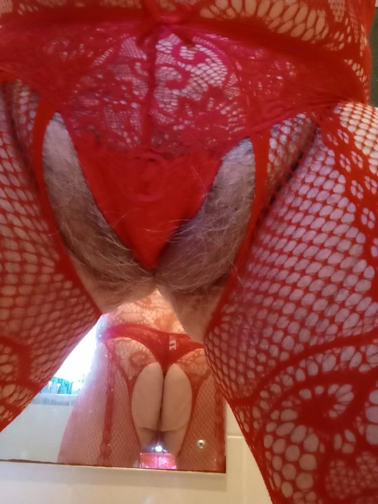 New crotchless red body stocking and two different panties #8