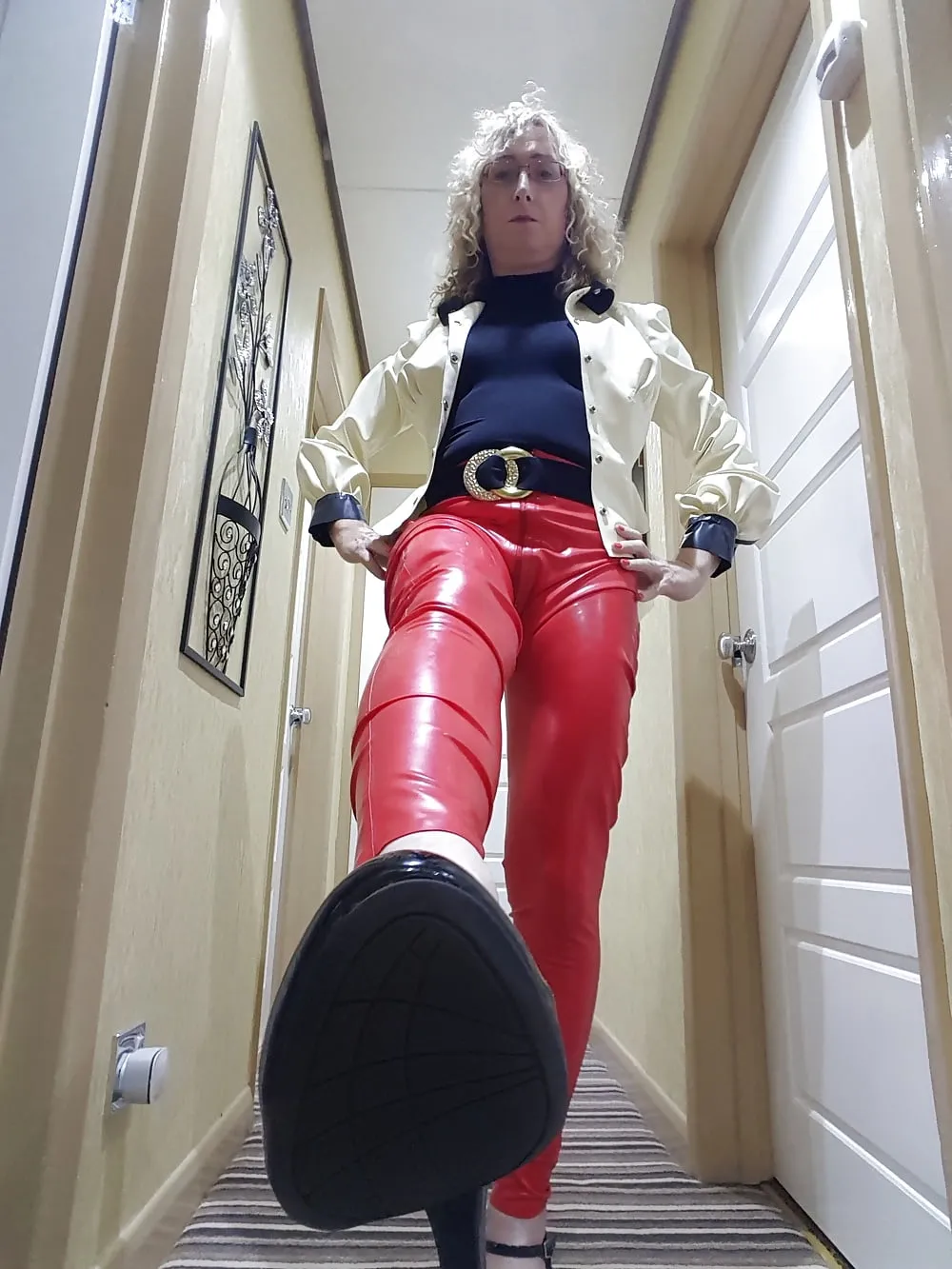 White latex jacket and red latex trousers #6