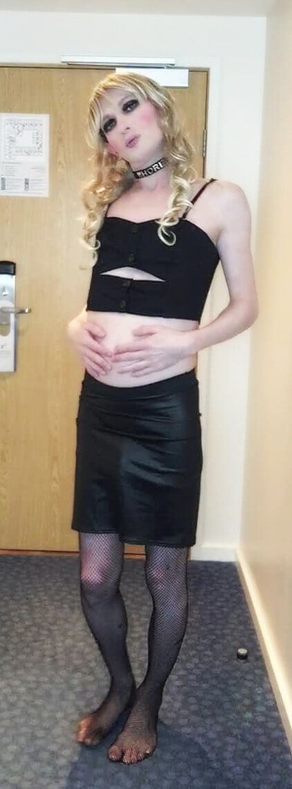 Sissy Crossdresser In Black Slut Outfit Posing  #6