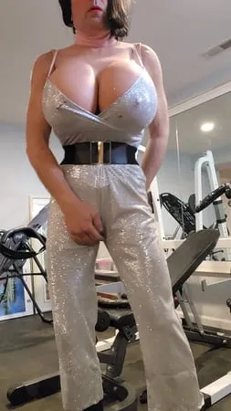 deedeeslut in silver pant suit         