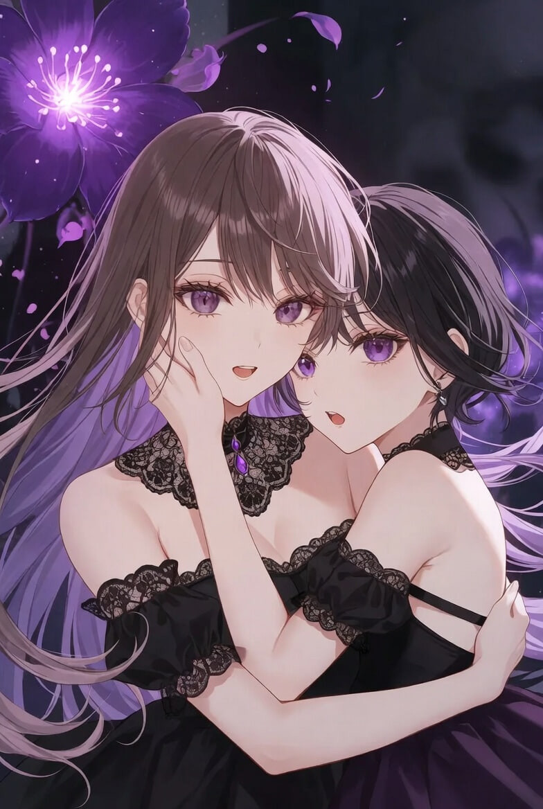 Busty Yuri Lesbians Passionate Kisses & Embraces – AI Anime  #6