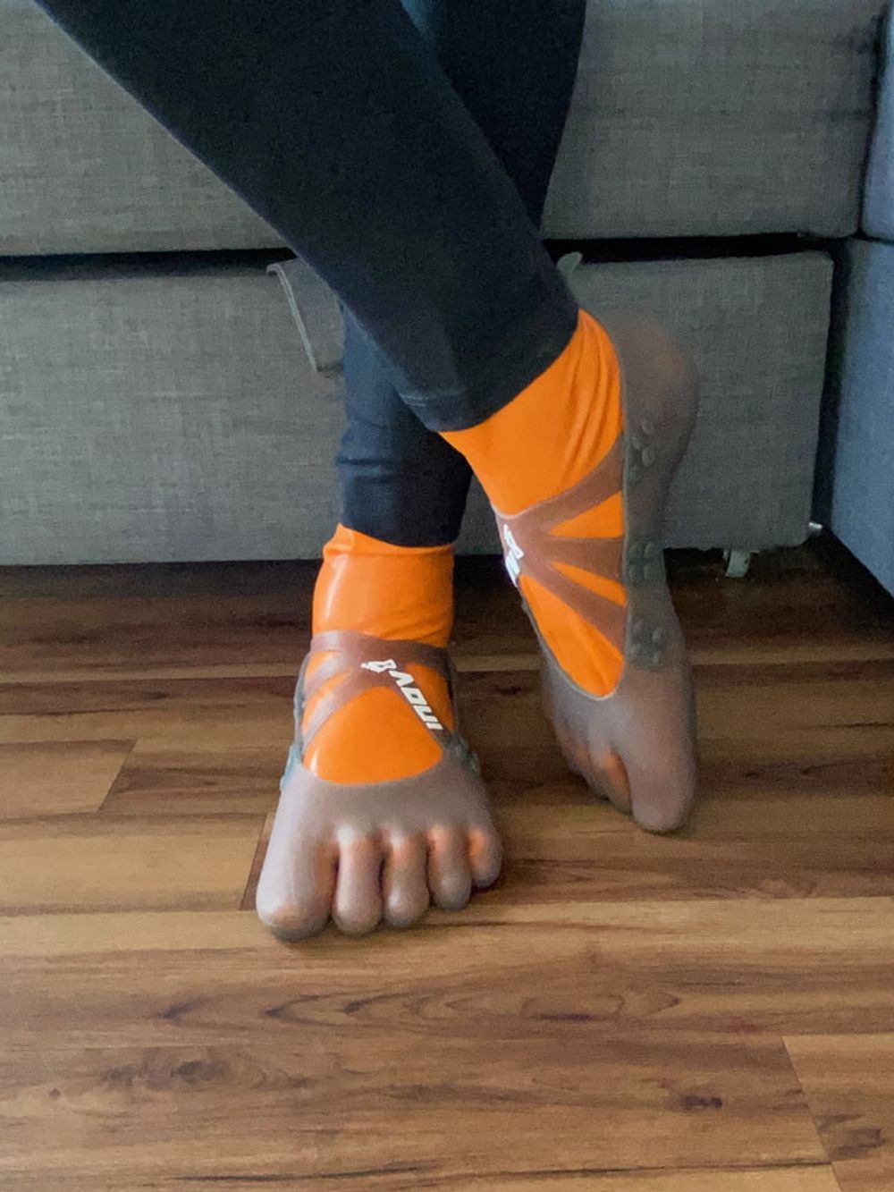 Orange Latex Toe Socks and EvoSkins #21