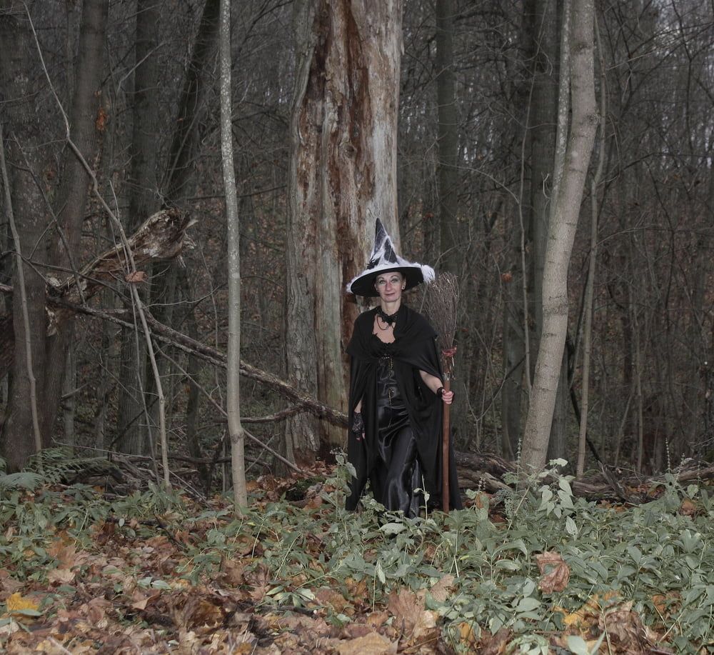 Witch with broom in forest #28