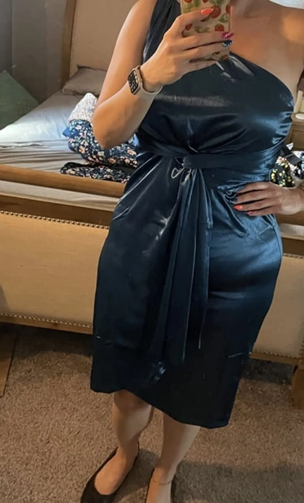 Blue satin dress  #6