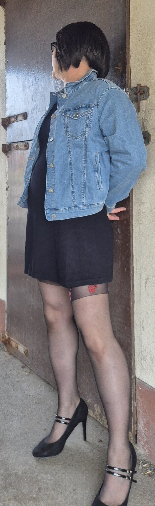 Mature Crossdresser in  a little black dress  #7