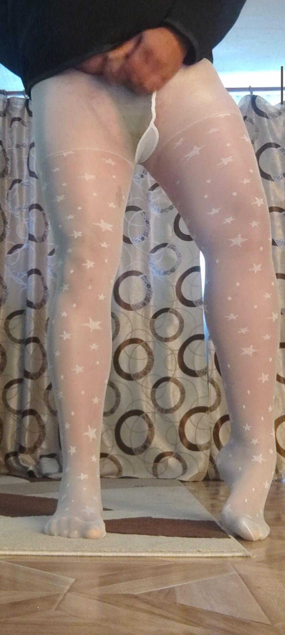 Teen white pantyhose with stars #25