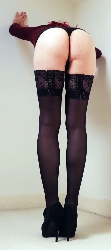 Marie crossdresser in stockings and denim shorts #16