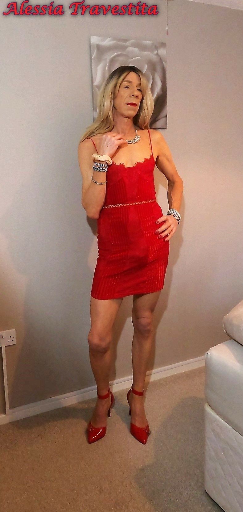 66 Alessia Travestita in Red Velvet Dress #15