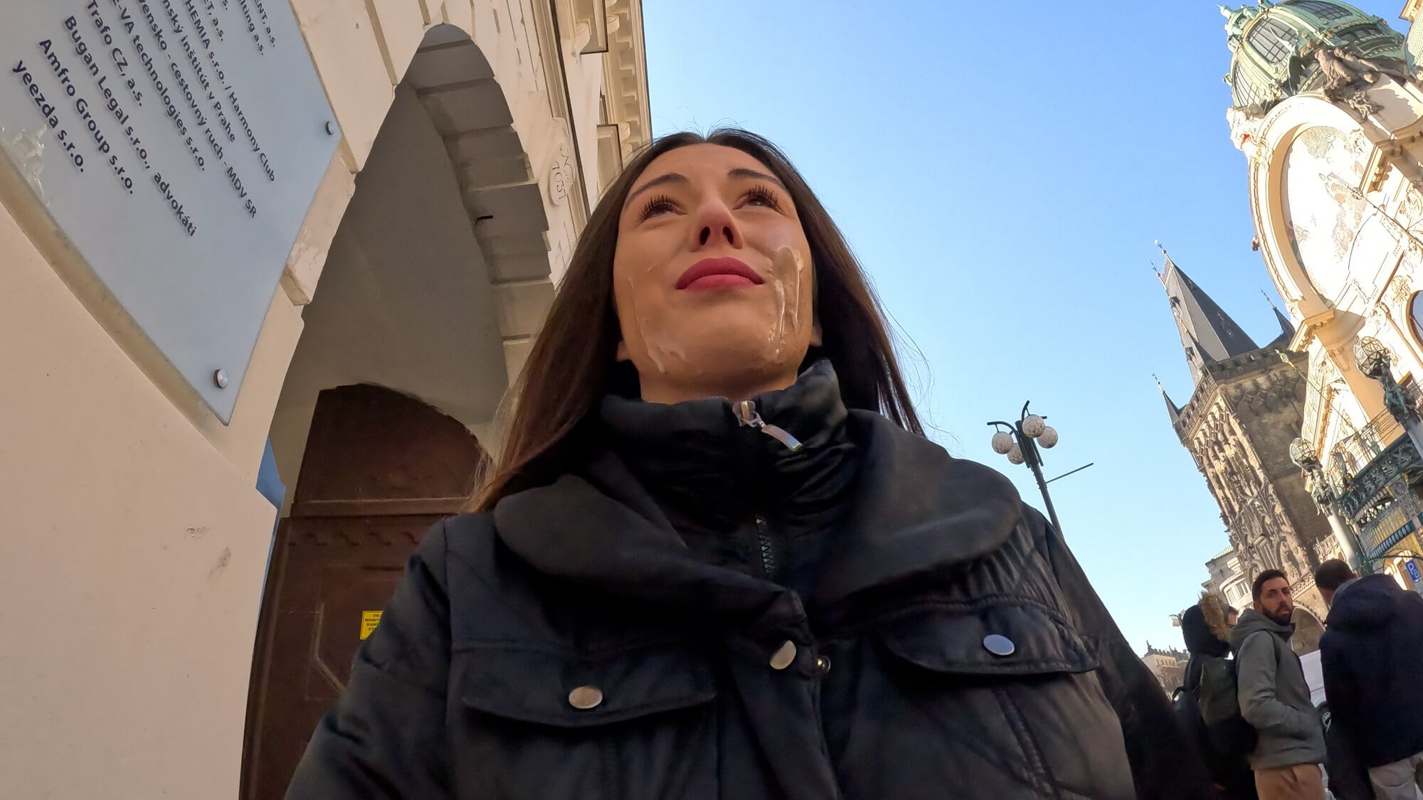 Aleya Sun Cum walk and Wetting in the center of Prague #16