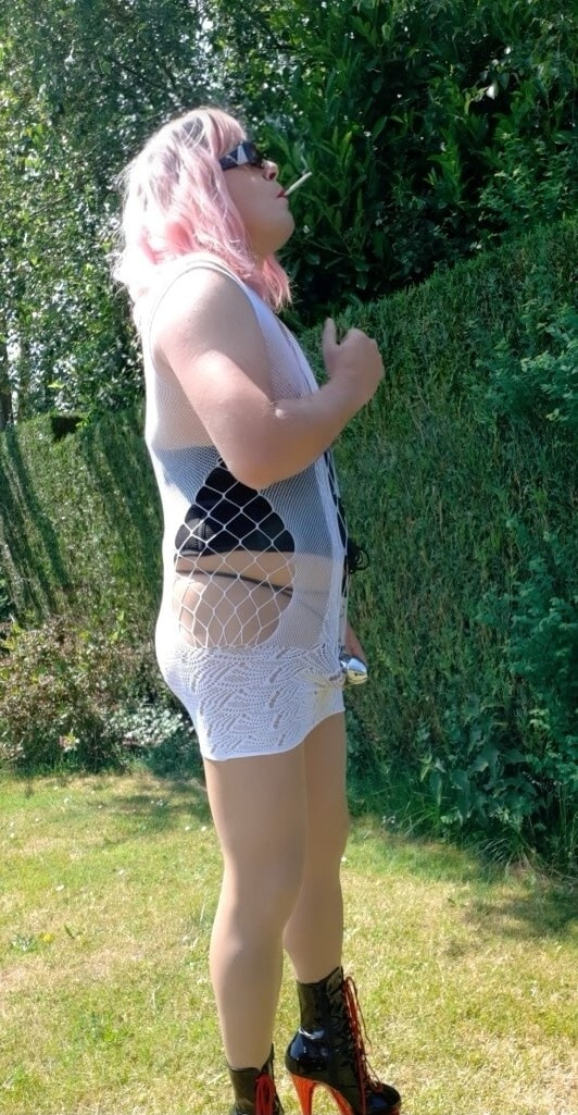 Smoking caged with natural tits #21