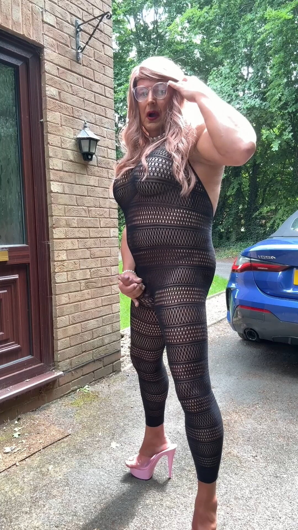 Sexy Crossdresser kellycd2022 in sexy black fishnet catsuit  #47