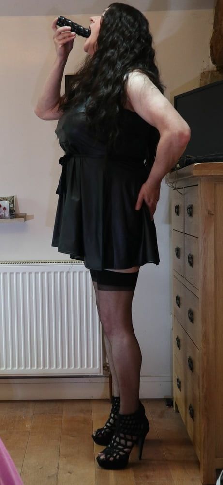 sissy in black stockings and short dress #35