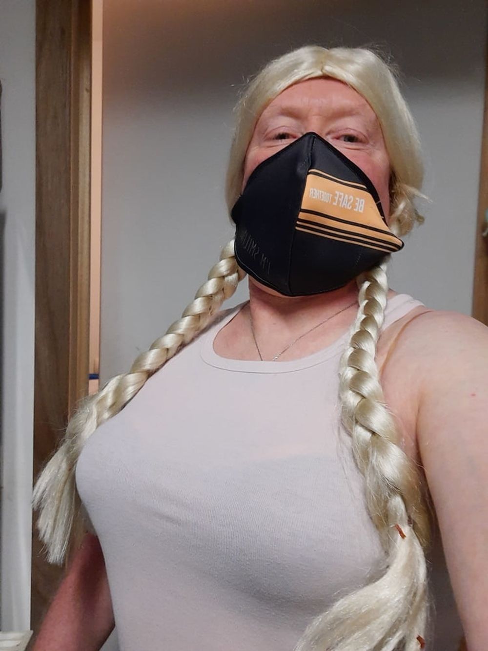 Ginger crossdresser wears bra #9