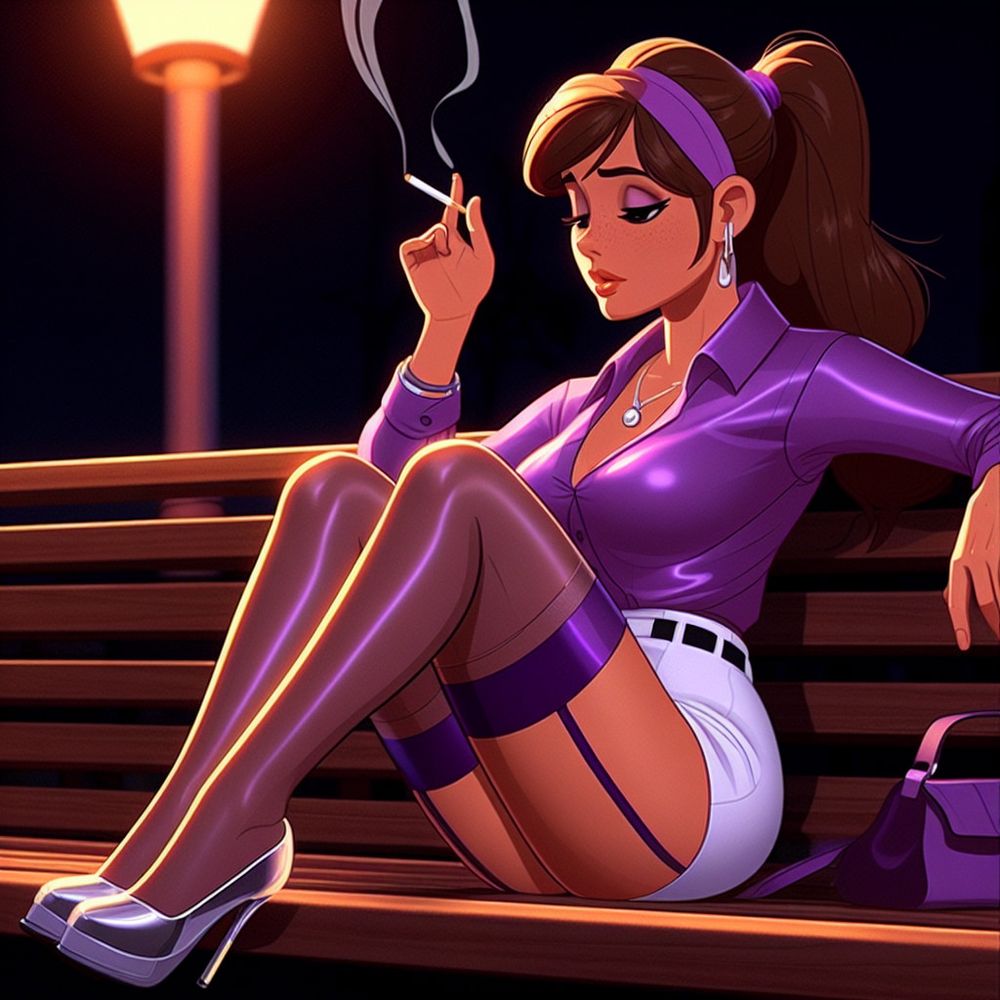 Purple Stockings Smoking. #58