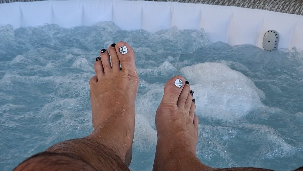 My wet steamy pedicured feet #8