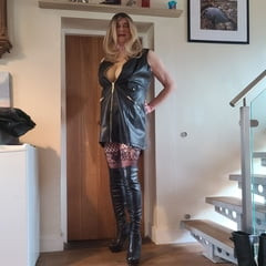 Sissy slut in leather