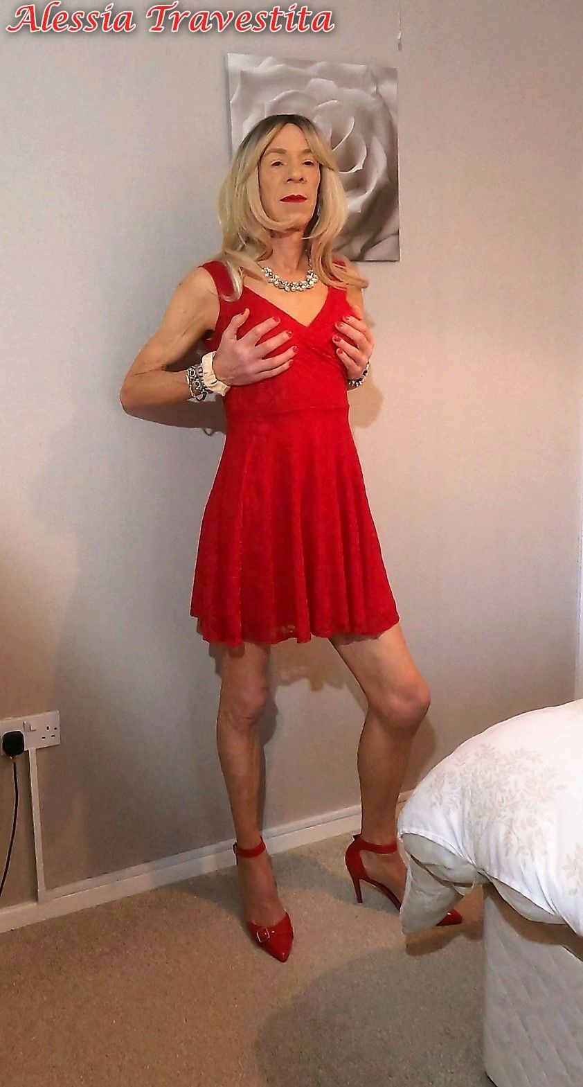 65 Alessia Travestita in Flirty Red Dress #39