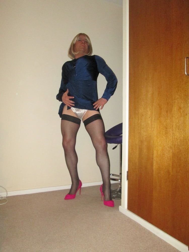 SISSY SATIN DRESS AND PINK HEELS #12